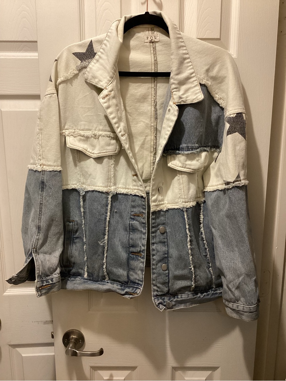 POL Cream Cotton Jacket with Contrast Stitching